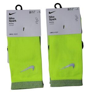 Nike Spark Cushioned Running Crew Socks Women 7.5-9 Men 6-7.5 Reflective 2 Pair